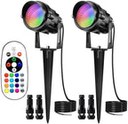 9W Low Voltage Landscape Lighting with Connectors RGB Color Changing LED Landscape Spotlight Remote Control Waterproof Spot Lights Garden Patio Spotlight Decorative for Outdoor 12V AC DC by AHSELLUS
