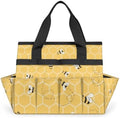 Honeycomb Bee Garden Tool Bag for Women Waterproof & Reusable Heavy Duty Gardening Tote Storage Organizer Toiletry Bag with 10 Pockets for Garden Lawn Yard Casual Camp by KATHRYNAYA
