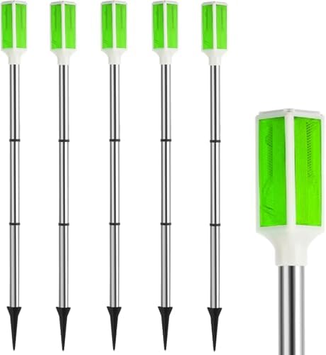 Joyibay 5-Pack Solar Powered Driveway Markers, Solar Warning Lights, Solar Outdoor Driveway Lights, Driveway Reflectors on Poles for Snow Road Yard (Green) by Joyibay