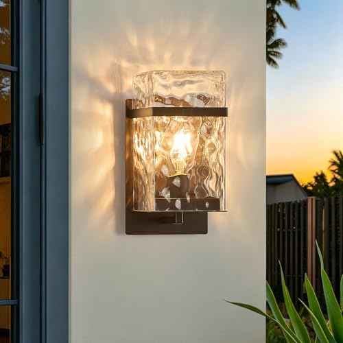 Outdoor Wall Sconce,Brown Waterproof Exterior Lighting Fixtures by YAOWSZM