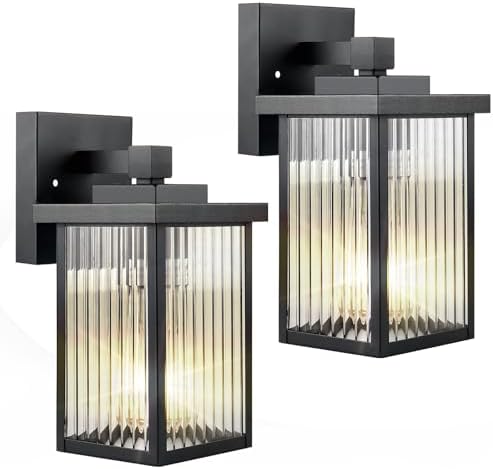 2 Pack Matte Black Porch Light, Rust-Resistant Outdoor Wall Light by hameso