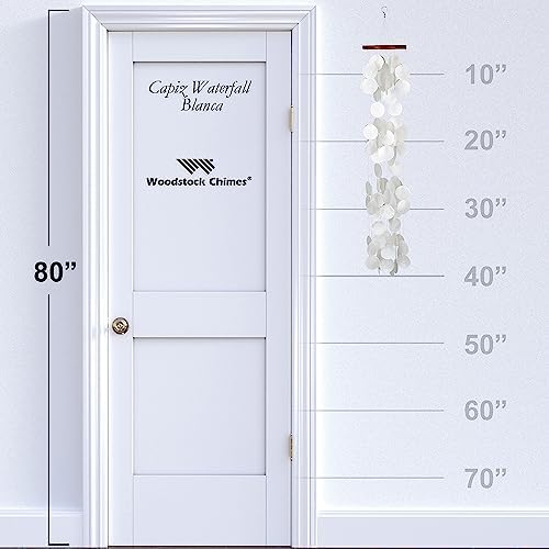 Woodstock Wind Chimes for Outside, Outdoor Decor, Garden, Porch, and Patio Decor, (40") Decorative Wind Chime, Dorm Room Decor, Teen Decor, Capiz Waterfall, White Blanca Capiz Wind Chime (CWRB) - Image 3