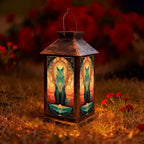Solar Lantern Retro Geometric Fox Silhouette Outdoor Waterproof Garden Hanging Lantern Solar Powered Lighting Outside Solar Light for Patio Yard Camping, Gifts for Women Mom by Unknown