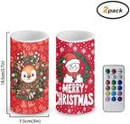 Flameless Candles with Remote Christmas Candles with Timers Battery Operated Flameless LED Lights for Home Party Banquet Decoration, Snowman Deer Snowflake Print - Image 2