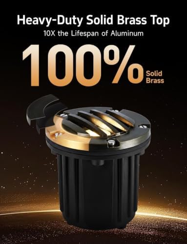 Gardenreet Landscape Well Lights Outdoor - Brass LED Weathproof In Ground Lighting, Low Voltage 12V Directional Grated Top Fixture, Antique Bronze for Wall Floor Path with 2700K Warm White MR16 Bulb - Image 3