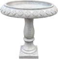 Kante 24.25 Inch Tall Handmade Concrete Birdbath, Elegant Outdoor Garden and Backyard Decor, Textured by Unknown