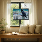 Raven Sitting on Frosted Fencepost Rectangular Stained Glass Suncatcher – Hanging Window Panel with Animal & Nature Scene – Vibrant Glass Art Gift for Wildlife, Fantasy, Nature Lovers Icuccc - Image 7