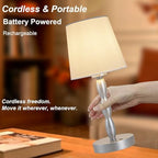 CASTLELIFE Rechargeable Cordless Table Lamp, 5000mAh Battery Powered Touch Desk Lamp, 3-Level & Stepless Dimmable Night Light, Portable Bedside Lamp for Bedroom, Outdoor, Bulb Included, Silver - Image 3