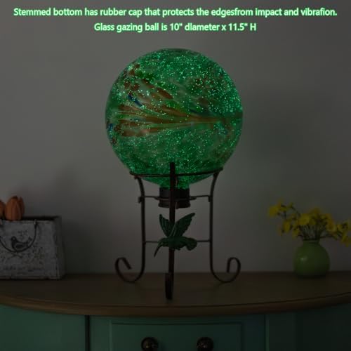 10" Diameter Garden Gazing Balls with Metal Stand for Garden(Green) - Image 5