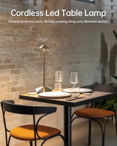 Portable Led Cordless Lamp Table Light 2 Pack, Rechargeable 6000mAh Battery Outdoor Table Lamp for Dinning Restaurant Patio Bedroom Camping, IP54 Waterproof, Dimmable - Image 3