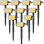 Solar Spot Lights Outdoor Waterproof, 10 Pack, 118 LED Warm White by Flaow