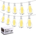 String Lights for Outside 200FT Patio Lights, LED String Light with 100+6(Spare) Waterproof Edison Bulbs, Hanging White Outdoor Light for Backyard, Bistro, Porch, Balcony White Cord by Tswayflort
