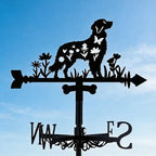 Dog Weathervane Metal Wind Vane Animal Flowers Garden Art Decoration Direction Sign Indicator Stake Mount Ornament for Patio Lawn Farmhouse Yard Roof Outdoor by beinkmake