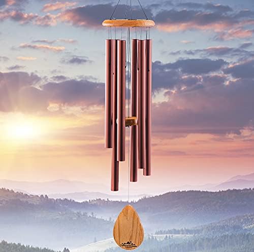 38" Copper Aluminum Wind Chimes for Outside, Deep Tone, E Major Pentatonic by UpBlendOutdoors