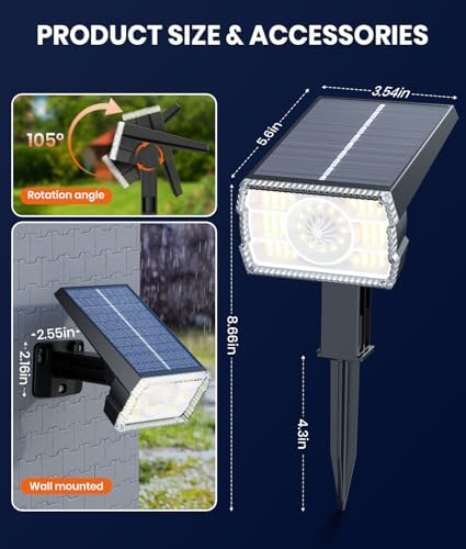 ALFIOT Solar Spot Lights Outdoor, Large Solar Spotlight, 4 Pack - Image 5