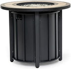30'' Ceramic Round Propane Fire Pit Table, 50,000 BTU Steel Gas FirePit for Outdoor, Fire Table with Lid, Add Warmth & Ambience to Gatherings and Parties On Patio Deck Garden Backyard, Black. - Image 3