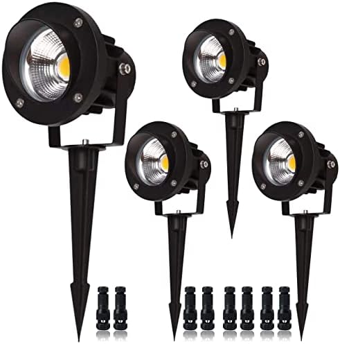 20W Led Spotlights Outdoor Landscape Lights,Low Voltage Led Landscape Lighting, 12V ~24V AC/DC Waterproof Landscape Spotlights with Stake for Tree Flag Lights 3000K Ultra Warm White (4Pack) by EAGLOD