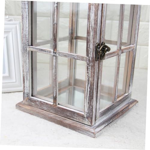 Vintage Wooden Wall Hanging Candle Lanterns Iron Holder Xmas - Image 5