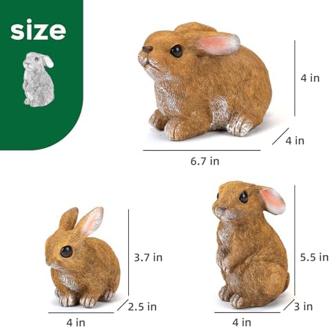 Bunny Decor Set of 3 Resin Easter Garden Statues Outdoor Indoor Home Yard - Image 3