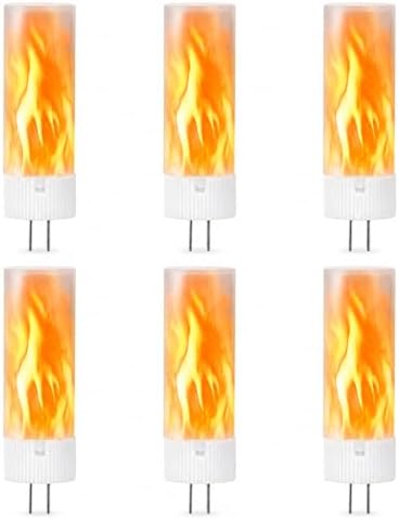 6 Pack - G4 JC 2 Pin Fire Effect Capsule 12 Volt Light Bulb l 12V 1300K Flaming Lamp For Low Voltage Power Supply Landscape Marine Solar Off Grid Decoration Lighting Track Xenon Halogen Replacement by 12vmonster