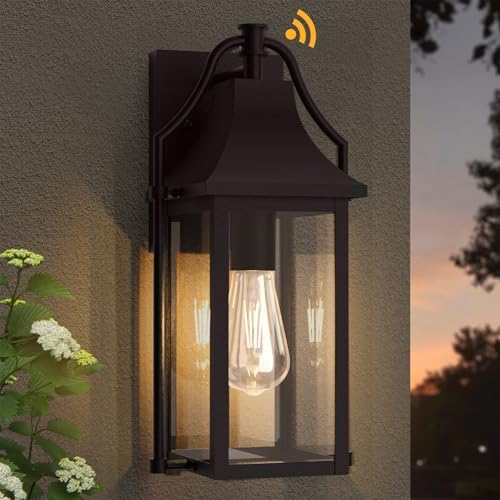 Dusk to Dawn Outdoor Wall Lantern, Waterproof Porch Light, Brown by Lawyettle