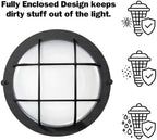 GRUENLICH LED Bulkhead Light, 8" Round Aluminum, 5000K, Black, 2 Pack - Image 5