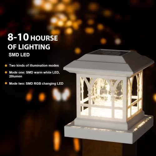 Solar Post Cap Lights Warm White & RGB Automatic Cycling 2 Modes - Image 6