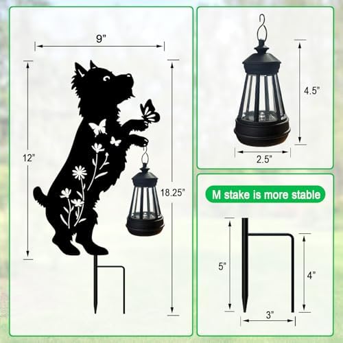 Yorkie Gifts for Women,Dog Solar Lights Outdoor Pathway Yard Garden Stakes - Image 4