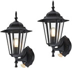 GRUENLICH Outdoor Wall Light Fixture, Antirust Aluminum Glass, Black 2 Pack by GRUENLICH