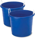 HOMZ Utility Tub, Storage Bucket with Rope Handles, 17 Gal, Blue, 2 Pack by Homz