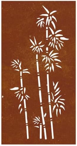 FMPGJLYH Corten Steel Wall Decoration, Bamboo Pattern Metal Garden Art, Weathered Rust Finish Outdoor Privacy Screen for Patio Backyard, 41.3 x 21.7 Inch Rectangular Panel - Image 5