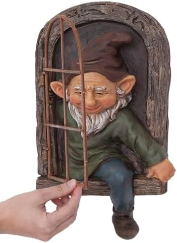 Elenon Gnome Big Tree Faces Garden Decor, 13 inch Gnome Coming Out of Tree Outdoor Decorations, Fairy Elf Hugger Whimsical Peeker Sculpture Yard Patio Art - Image 4