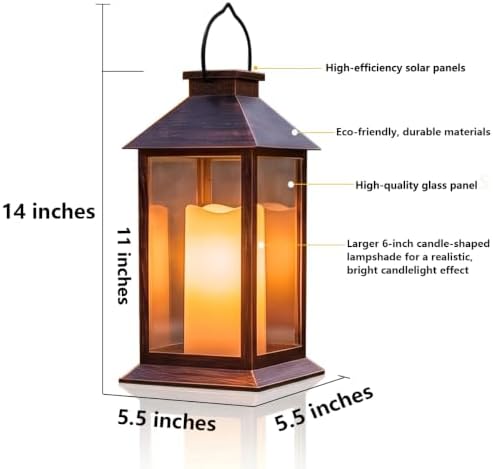 Solar Lantern with Flickering Candles Outdoor Hanging Lanterns Garden Decor - Image 3
