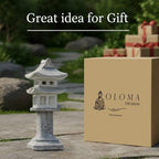 OLOMA Japanese Stone Lantern Concrete Pagoda Garden Outdoor Sculpture Zen Weather Proof Asian Accent Light Place Figurine Pathway Patio Yard Landscape Décor - Image 4