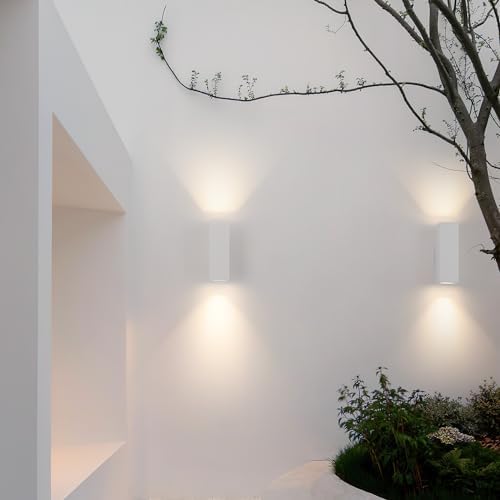 mirrea 12" Modern Outdoor Porch Light in 2 Lights, Matte White, 2 Pack - Image 4