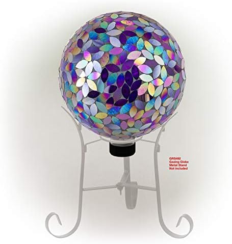 Alpine Corporation 10" Diameter Indoor/Outdoor Glass Mosaic Gazing Globe Yard Decoration, Purple Pearlized Petals Design - Image 2