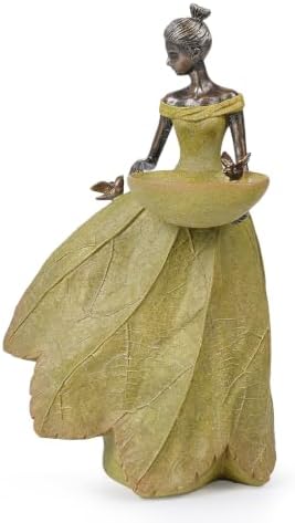 DiliComing Garden Fairy Statue Bird Feeder - 12-Inch Resin Outdoor Fairy Decor, Garden Maiden Statue for Yard, Patio, Lawn, Backyard, Outdoor Statues Gift for Women Garden Lovers(Yellow) by DiliComing