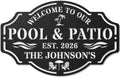 Personalized Metal Pool Sign, Custom Pool Bar Sign for Outdoor Patio Decor, Personalized Name Metal Pool & Patio Wall Art, Backyard Oasis Sign, Tropical Coastal Pool Decorations for Deck Porch Garden by OWFCBEI