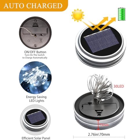 Mason Jar Solar Lights for Outside, 12 Pack 30 LED Fairy Lights(NO Jars) - Image 4
