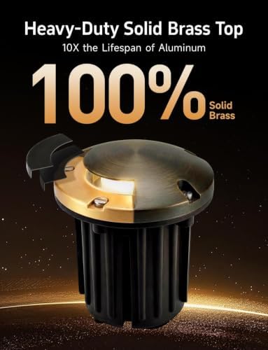 Gardenreet Outdoor Well Lights Low Voltage - Solid Brass 12V All Weather Ip65 Inground Lighting, LED Fixture, Antique Bronze for House Garden Path with 4000K Neutral White MR16 Bulb - Image 3