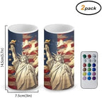 American Flag Flameless Candles The Stars and Stripes Battery Operated LED Candles with Color Changing Timer Remote Control Plastic Pillar Lights for Party Holiday Decor - Image 4