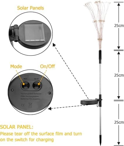 Warm White Solar Lights for Garden Decoration 150 LED Fairy Lights Starburst Outdoor Firework Decorative Lamp Pathway Lighting Waterproof Colored 4 Pack - Image 2