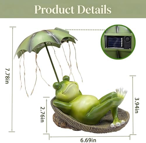 6.7" Solar Frog Statue Light Up Umbrella IP65 Waterproof Garden Decor - Image 5