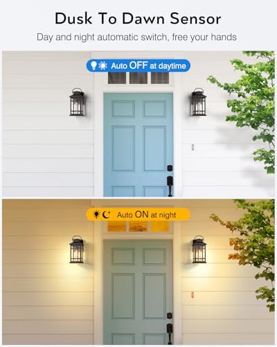 Exterior Lighting Fixtures, Oil Rubbed Bronze Dusk to Dawn Outdoor Light, 100% Aluminum Outdoor Porch Lights Wall Mount, Waterproof Exterior Wall Sconce for Patio, 2-pack Outside Garage Lantern - Image 2
