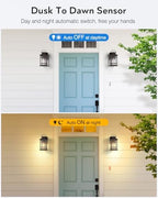 Exterior Lighting Fixtures, Oil Rubbed Bronze Dusk to Dawn Outdoor Light, 100% Aluminum Outdoor Porch Lights Wall Mount, Waterproof Exterior Wall Sconce for Patio, 2-pack Outside Garage Lantern - Image 2