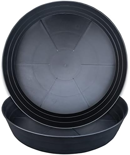 20 Inch Extra Large Plant Saucers, Extra-Deep 3.7 in Black Drip Trays for Flower Pot, Heavy Duty Drainage Tray Indoors No Holes, 2 Pack Plastic Planter Plate Water Catcher for Pots Base 16 17 18 in by MARYJANESPALACE