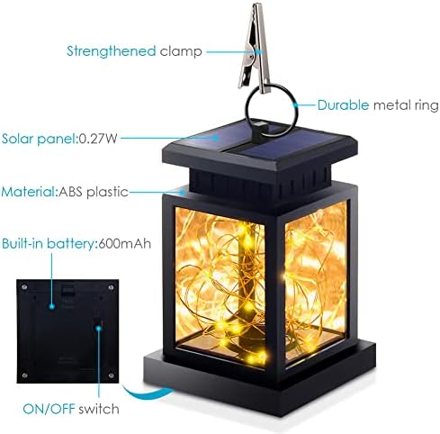 Solar Lanterns, Outdoor Waterproof Hanging Solar Lights, Outdoor Lanterns Solar Powered Outdoor Lamp 30 LEDs, for Patio Decor, Yard Decor, Garden Decorations (2 Pack) - Image 2