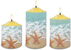 Cozeyat Flickering Flameless Candles with Remote Summer Beach Starfish Scenery Design LED Tea Lights 3 Pack, Candles Battery Operated Pillar LED Candles Table Centerpiece - Image 2