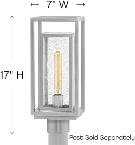 Hinkley Republic Medium 12V Outdoor Post Mount Lantern, Satin Nickel Finish - Image 2
