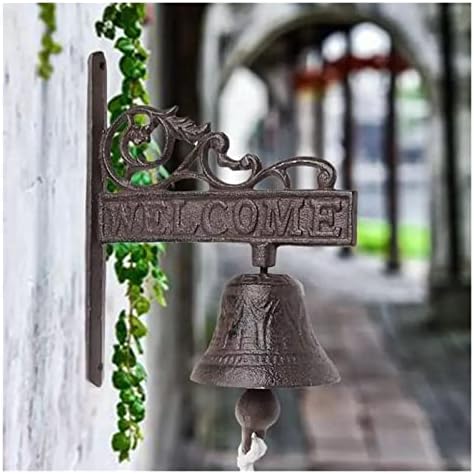 Vintage Cast Iron Door Bell Wall L Mounted Metal Creative Dinner Bell Home Garden Porch Patio Farm Yard Cabin Craft Decoration Wind Chimes (Color : B) (C) - Image 3
